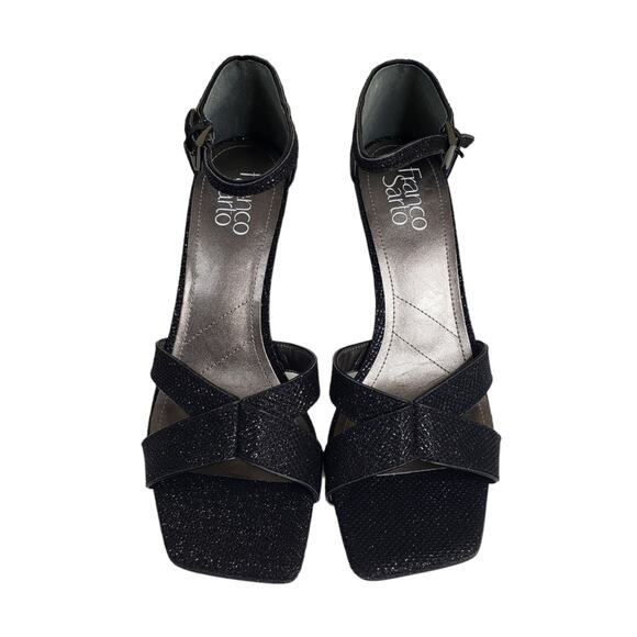 Franco Sarto Womens 8.5 Rania Ankle Strap Leather Sandal in Black NEW - Picture 3 of 10